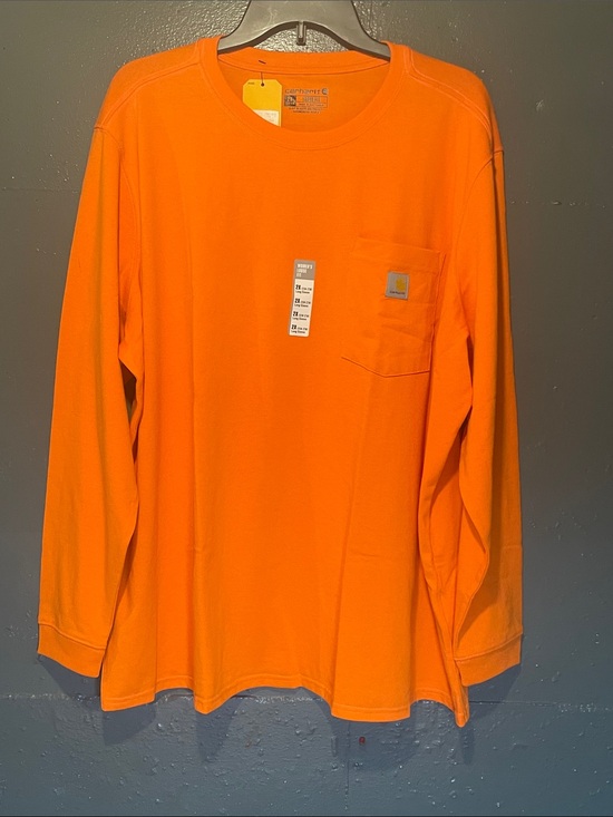 Carhartt Tops - Carhartt High-Visibility Orange Long Sleeve Pocket Shirt